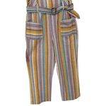Ellejay Holly Pastel Rainbow Striped Linen Blend Cropped Jumpsuit Size Medium Photo 11