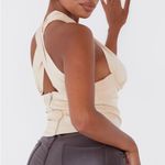 Pretty Little Thing underbust woven crossover top zip back Size 2 stretchy Photo 14