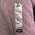 Liz Claiborne  1X Women Purple Eggplant Quilted & Sweater Full Zip Jacket Photo 2