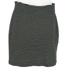 Loft A Line Mini Skirt Stretch Waist Black White Striped Women's Size M Photo 3