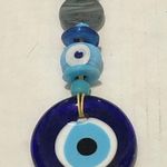 Handmade Turkish Evil Eye Art Wall Hanger Keychain Blue Photo 0