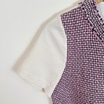 J.Crew  Tweed Front Tee Shirt Womens XS Cotton Silk Short Sleeve Ivory Pink Black Photo 7