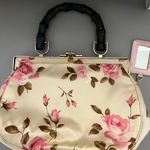 Banana Republic  Floral Satin Bamboo Handle Clutch Purse Gold Frame Photo 0