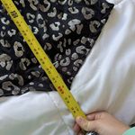 Vintage 90s Black Gold Leopard Blouse 3/4 Sleeve Womens Size Medium Flowy Long Photo 5