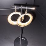 Vintage lucite cream/gold double hoop earrings Gold Photo 14