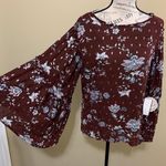 Gypsies & Moondust Burgundy Boho Bell Sleeve Top Photo 3