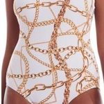 Cover Girl White Gold Chain Print One Piece Swimsuit Plus Size 16 1X Photo 0
