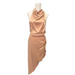 Elliott Lambent Halter silky fabric, cowl neck, asymmetrically draped skirt A29 Tan Size L Photo 2