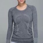 Lululemon 8 Long Sleeved Swiftly Tech Top Heathered Slate Stripe Leaf HTF Rare Photo 3