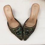 Vintage Y2K Whimsygoth Gothic Gold Green Brown mules pumps sandals kitten heels sequins & beading #evening #party Size 6 Great for formal occasions & casual outings Comfortable &stylish Photo 0