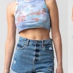 DAZE Dads Girl Eco Distressed Cuffed Mom Shorts Blue Size 26 Photo 1