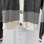 BRODIE Cashmere sz S Striped V Neck Button Up Cardigan Sweater Preppy Collegiate Tan Photo 3