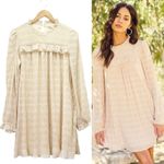 Roolee NWT  Chiffon Ruffled Long Sleeve Babydoll Dress Vanilla Cream Size Medium Photo 15