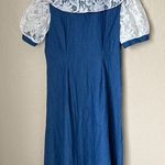 Denim And Lace Midi Dress NWT Blue Photo 7