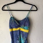 Y2K Yoyo5 Blue Floral Spaghetti Strap Tank Top Size M Funky Retro‎ Going Out Top Size M Photo 1