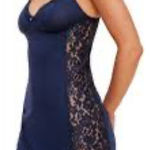 Adore Me Navy Blue Bamboo Slip Dress - Size M - Lace Side Panels Photo 0