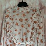 Free People White Amanda Ruffle Long Sleeve Wrap Orange Floral Top Photo 9
