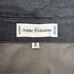 Anne Fontaine Dark Denim Zip Up Ruffle Slim Fit Short Collar Jacket Top 3 Medium Blue Photo 8