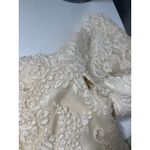 Vintage silk Fabian Molina Cream Lace Peplum Dress size 8 Off Shoulder Formal Tan Photo 13