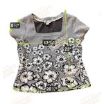 Maeve  Anthropologie Floral Embroidered Blouse Shirt White Black Knitted Trim #29 Photo 9