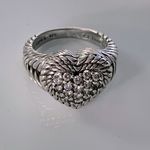 Judith Ripka Beautiful Cubic Zirconia & Sterling Silver Heart Braided Ring Sz 8 Photo 0