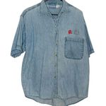 Vintage Faded Gear Denim Button Down Oklahoma University Embroidered Shirt Sz L Size L Photo 0
