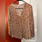 JODIFL  Oversized Brown Balloon Sleeve Leopard Print Blouse Photo 5
