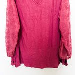 Lane Bryant Womens Blouse Size 4X Burgundy Lace Sleeve Textured Boho Chic Fall Photo 2