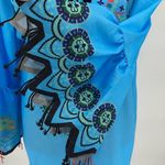 Misslook Womens Bell Sleeve Boho Tassel Ruffle Fringe Hem‎ Dress Blue XL NWOT Photo 5