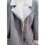 Old Navy Sherpa Moto Jacket Sz XXL Heather Gray Thick, Cozy Zip Lt Heather Gray Photo 5