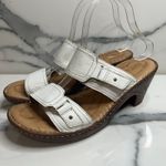 Born Women's White Leather Strappy Hook Loop Comfort Slide Mules Sandals Sz 9 Photo 2