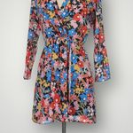 RESA Iris Floral Faux Wrap Mini Dress Black Multicolor Long Sleeve Size Small‎ Photo 3