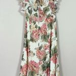 Revolve Divine Heritage x  Twist Back Floral Midi Dress in Ivory Small Photo 4