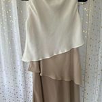 S.L. Fashion Asymmetric Flounce Tiered Ruffle Neutral Color Block Sheath Dress 8 Photo 2