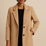 ZARA Camel Wool-Blend Long Coat – Small Photo 0