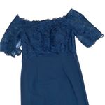 Azazie Jette dark navy off the shoulder Mermaid mother of the bride dress Photo 4