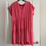 Mango MNG Pink Tiered V-Neck Mini Dress Photo 2