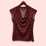 Cute slinky spicy red leopard print cowl neck top sleeveless flowy Black Photo 2