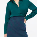 J.Crew  Green Drapey Satin‎ Button Up Top Photo 0