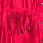 S.I.N.Y Womens Red Long Sleeve Shirt Blouse Size M Fringe Silk Western Size M Photo 2