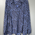 Belle Kim Gravel Blue Animal Print Button Up Shirt Photo 0