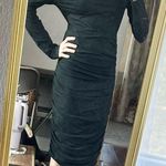 [Me + Em ] Dark Green Long Sleeve Jersey Ruched Dress Photo 0
