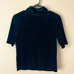 ZARA | Emerald Green Velour Short Sleeve Mock Neck Top Sz M Photo 0