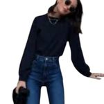 J Brand J. Brand black round neck snap front blouse rounded hem top M Photo 5