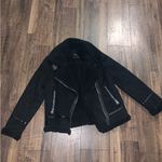 ZARA  black shearling moto jacket $120 M classic spring discontinued boho Photo 1