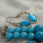 Set Of 3 Pairs Shades of Blue, Beaded & Teardrop Dangle Earrings Mixed Styles Blue Photo 8