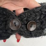 Crochet Hand Knit Headwrap Flower Accent Knit Black Pink Button Close Adjustable Photo 7