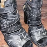 FREEBIRD by Steven  Claw Sandals in Distressed Black Photo 9