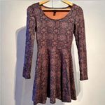 Forever 21  brown print mini dress small Y2K 90s​ long sleeve bohemian tan boho Photo 1