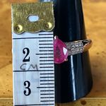 Natural Pink Sapphire Moissanite Sterling Silver Cocktail Ring Size 11 Photo 6